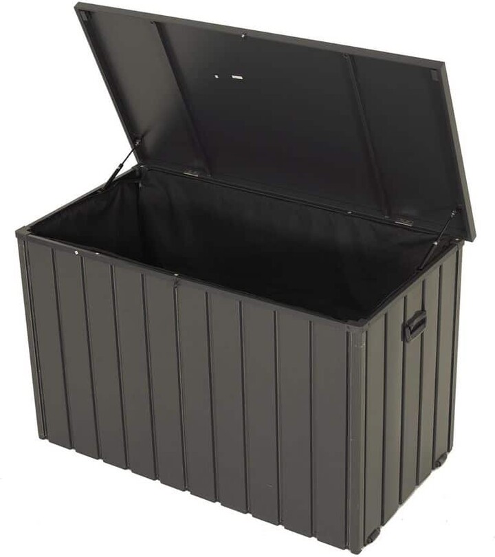 WTVWTV 120 Gallon Steel Outdoor Storage Deck Box 24.69 in W x 49.41 in D x 27.56 in H Dark Gray Outdoor Storage Cabinet