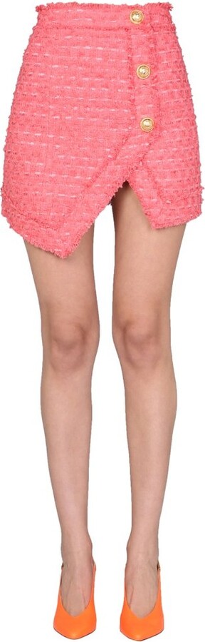 Balmain Tweed Asymmetric Mini Skirt
