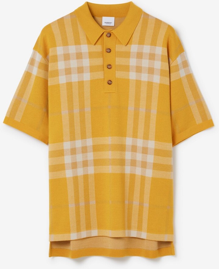 Burberry Check Silk Wool Polo Shirt Size: XS - ShopStyle