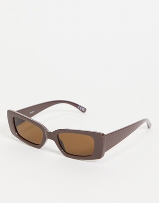 ASOS DESIGN cat eye mid square sunglasses in brown - ShopStyle
