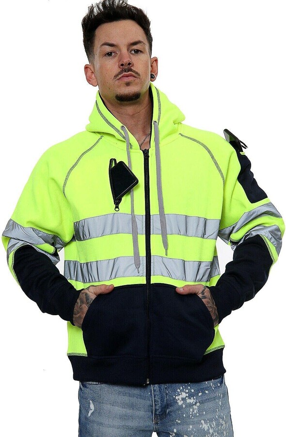 Heavyweight Quality High Visibility Fleece Full Zip Jacket Viz Vis Work Safety 