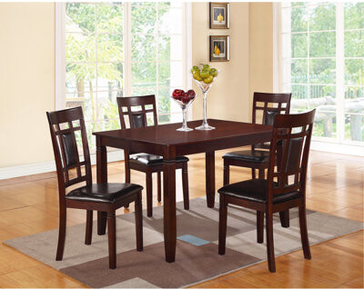Latitude Run Modern Contemporary 5Pc Dining Set Espresso Finish Unique Eyelet Back 4X Chairs Cushion Seats