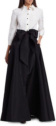 Carolina Herrera Icon Contrast Silk Trench Dress