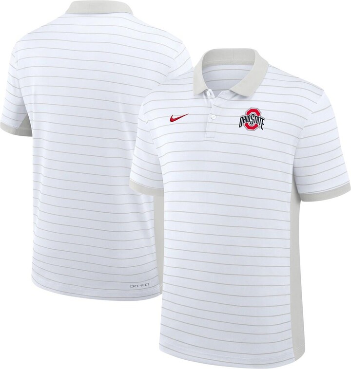 Nike Men's White Ohio State Buckeyes 2025 Early Season Coaches Sideline Victory Stripe Performance Polo Shirt
