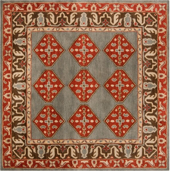 Safavieh HeritageHG414HandTuftedAreaRug-Blue/Charcoal-6'x6'