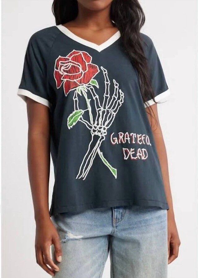 Daydreamer Grateful Dead Rose T-Shirt In Grey