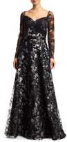 Thumbnail for your product : Rene Ruiz Collection Embroidered Long Sleeve Gown