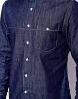 Thumbnail for your product : ASOS Grandad Shirt In Dark Denim With Long Sleeves