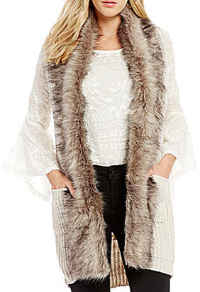 Jessica Simpson Powder Faux Fur Collar Sweater Vest