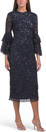 TJMAXX Long Bell Sleeve Cocktail Dress For Women Polyester