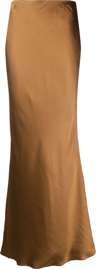 Bias silk satin maxi skirt in brown - The Sei