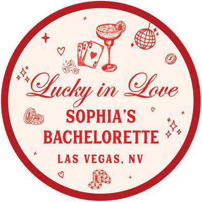 Custom Lucky In Love Las Vegas Bachelorette Stickers Pink Red Hangover Kit Labels 40 Pack
