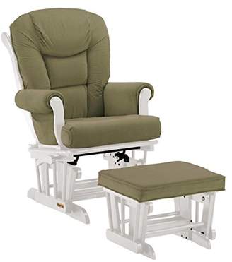 Shermag White/Harrison Basil Combo Glider with Lock/Ottoman