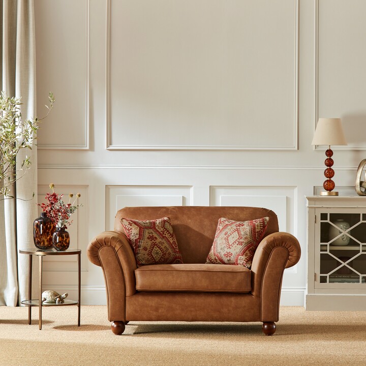 Dunelm Angus Faux Leather Combo Snuggle Chair Brown ShopStyle