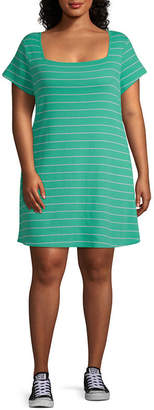Arizona Juniors Short Sleeve Striped Bodycon Dress
