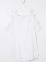 Thumbnail for your product : MSGM Kids TEEN broderie anglaise cold shoulder dress