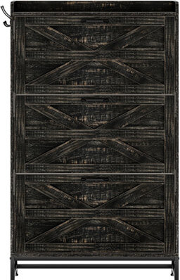 Shoe Rack Cabinet For Entrance - Grey, Compact Narrow Build, 2 Drawers, , Waterproof, Scratch-, Retro Style Ornament Grey Entryway Shelf 45.2 In. Heig