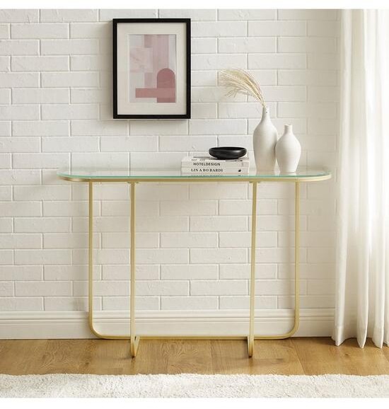 Lisburn Designs Bexley Curved Glass Top Entry Table Gold ShopStyle Living Room