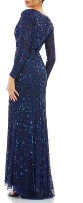 Mac Duggal Embellished Long Sleeve Evening Gown