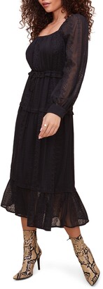 ASTR the Label Padma Long Sleeve Eyelet Midi Dress