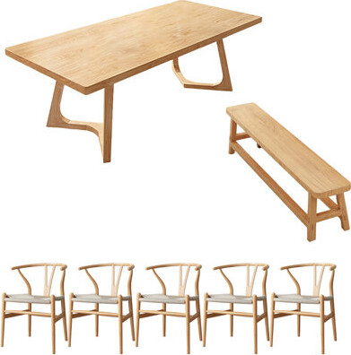 Waagy Nordic style simple solid wood dining table set