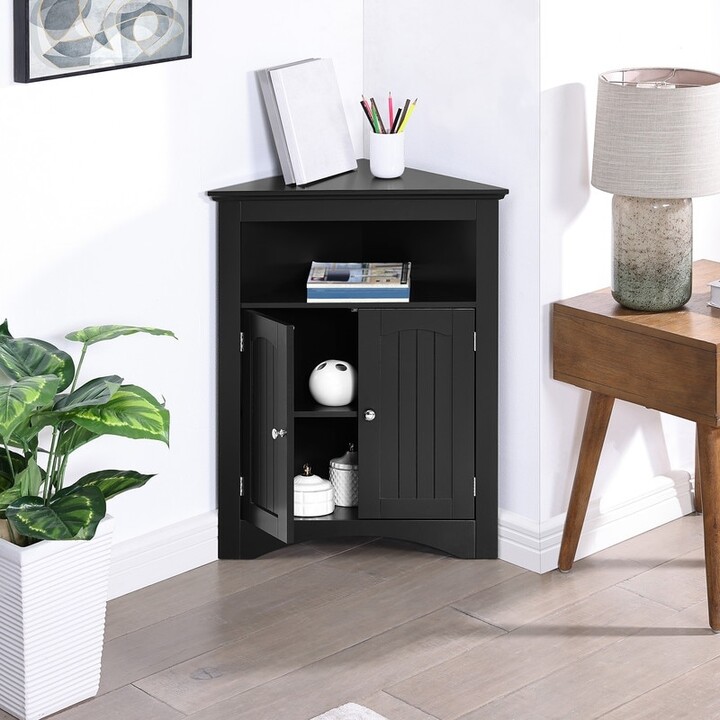Builddecor Black Shoe Cabinet, Corner Cabinet, Entryway Cabinet