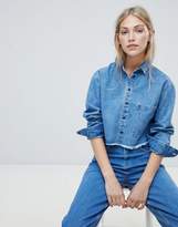 Thumbnail for your product : NATIVE YOUTH cropped denim shirt with frayed hem