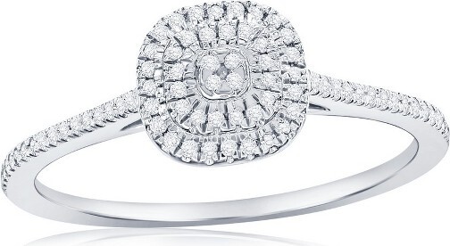 Diamonds D'Argento DiamondsD'ArgentoSterlingSilverDoubleFrameSquareDiamondRing-(93Stones)-Silver-Size6