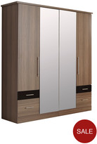 Thumbnail for your product : Consort Furniture Limited Eclipse 4-Door, 4-Drawer Mirrored Wardrobe