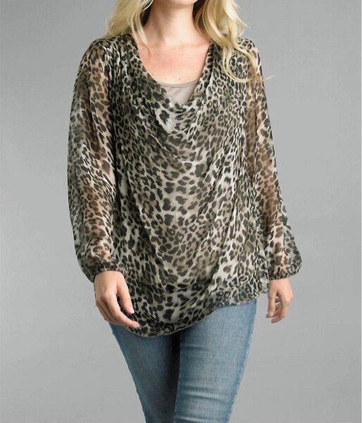 Memo Paris Women'sCowlNecklineSheerBlouseWithLining-TEMPOPARISL