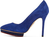 Thumbnail for your product : Charlotte Olympia Blue Suede Limited Edition Swarovski Debbie Pumps