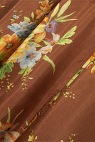 Thumbnail for your product : Zimmermann Zinnia Tiered Open-back Floral-print Silk Midi Dress - Brown