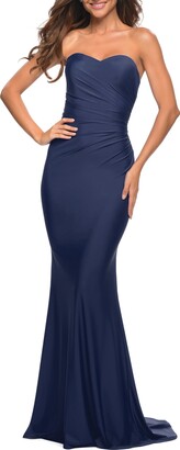 La Femme Strapless Jersey Trumpet Gown - ShopStyle Evening Dresses