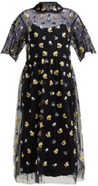 Thumbnail for your product : Biyan Anita Floral-embroidered Tulle Dress - Black Yellow