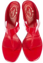 Thumbnail for your product : Prada Patent Leather T-Strap Sandals