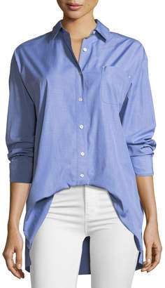 Lafayette 148 New York Everson Anthology Shirting Button-Down Blouse with Pocket