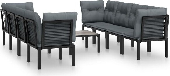 VidaXL vidaXL9PiecePatioLoungeSetBlackandGrayPolyRattan