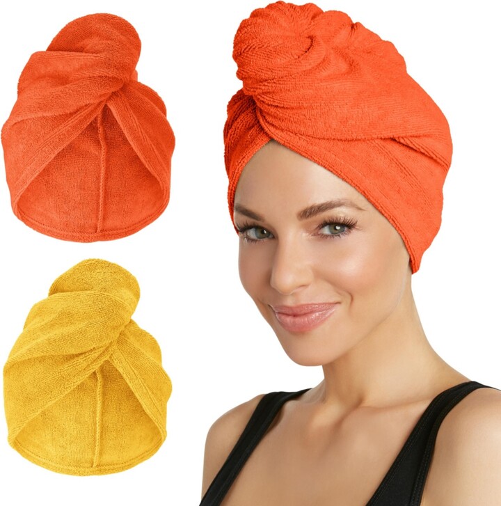 Turbie Twist Microfiber 2 Pack (Golden Rod, Orangeade) - Yellow orange