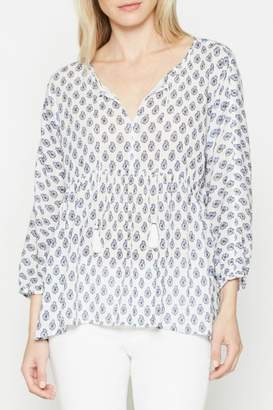 Joie Joie White Patterned Tassle Top