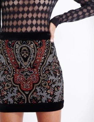 Balmain Embellished velvet skirt
