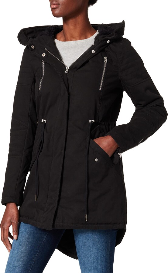 Urban Classics Women's Ladies Sherpa Lined Cotton Parka Jacket Black -  Schwarz (Black 7) 38 EU (Manufacturer Size: M) - ShopStyle Outerwear