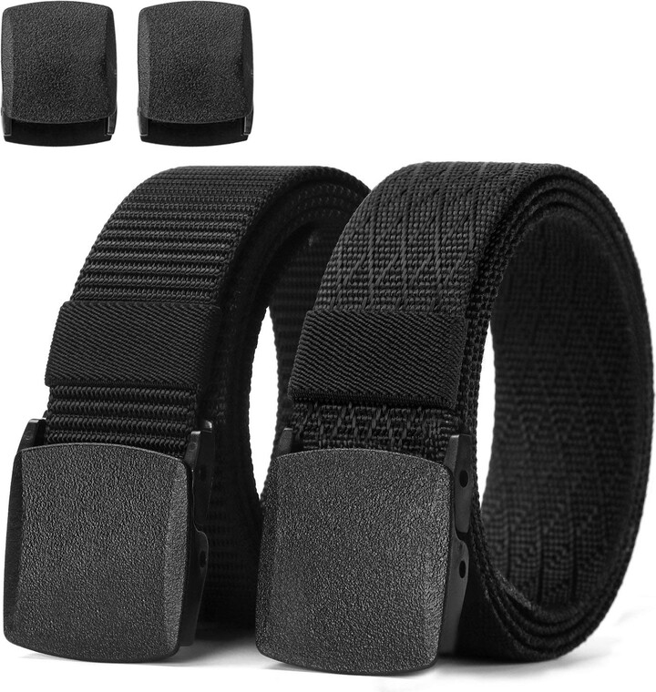Chalier 2 Pack Mens Work Belts 1.5" bing Canvas Belt Plastic Clip