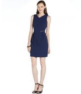 Thumbnail for your product : Marc New York 1609 Marc New York navy textured stretch v-neck zipper detail dress