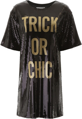 Moschino TRICK OR CHIC SEQUINED MINI DRESS 40 Black, Gold