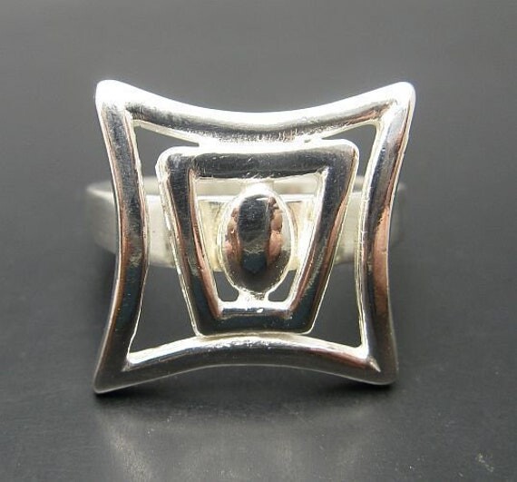 Etsy R000386 Stylish Sterling Silver Ring 925 Geometric