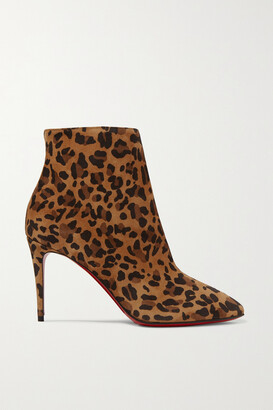 Christian Louboutin Eloise 85 Leopard-print Suede Ankle Boots - Animal print  - ShopStyle