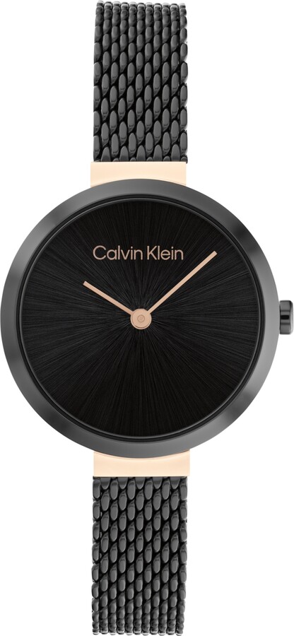 Calvin Klein Black Stainless Steel Mesh Bracelet Watch 28mm