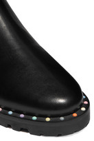 Thumbnail for your product : Sophia Webster Bessie Studded Leather And Glittered Stretch-knit Chelsea Boots - Black