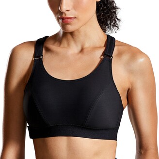 SYROKAN Women's High Impact Front Fastening Sports Bra Wirefree Padded Bras  with Adjustable Straps Stone Gray 36C - ShopStyle