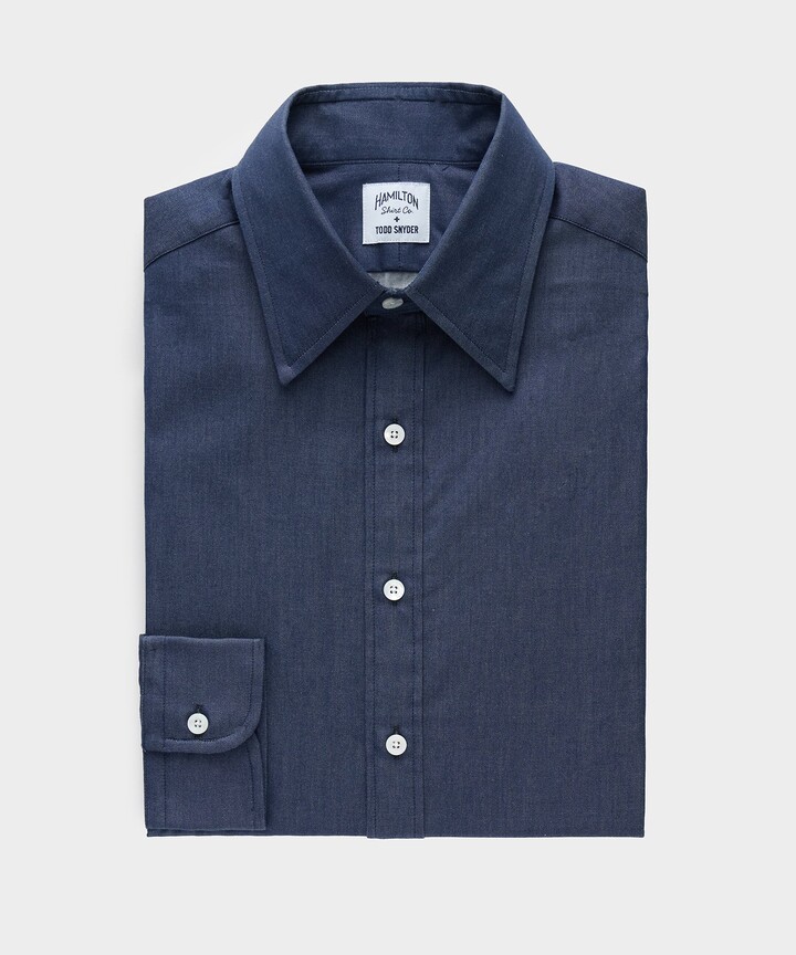 Hamilton + Todd Snyder Chambray Long Point Collar Dress Shirt